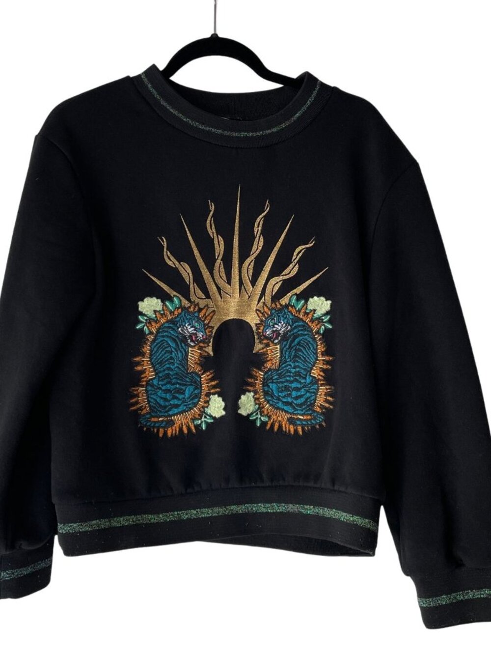 H&M Embroidered Tiger Sweatshirt Black S